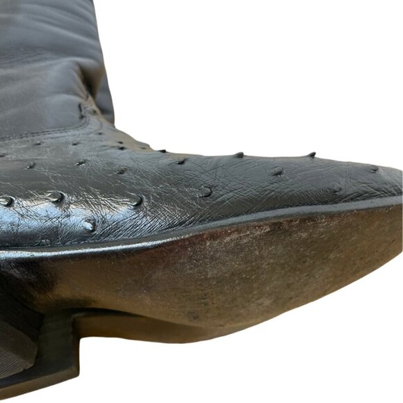 JS Justin Style Men's Ostrich Soft Leather Boots Black Cowboy Western Size 8E - Picture 10 of 16